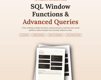 SQL Window Functions & Advanced Queries Guide | 23-Page PDF for Data Analysts (Digital Download)