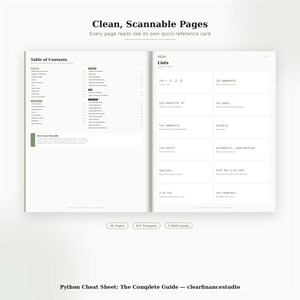 Guía rápida de Python: La guía completa / PDF imprimible de 38 páginas / Referencia de programación para principiantes y profesionales + Algoritmos / Descarga instantánea imagen 2