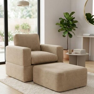 Modulares Cord-Bodensofa, Low-Profile-Schnittcouch, Lesewinkel-Sitzecke Bild 2