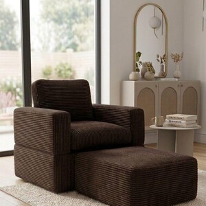 Modulares Cord-Bodensofa, Low-Profile-Schnittcouch, Lesewinkel-Sitzecke Bild 3