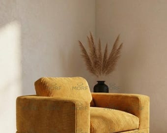 Modulares Cord-Bodensofa, Low-Profile-Schnittcouch, Lesewinkel-Sitzecke