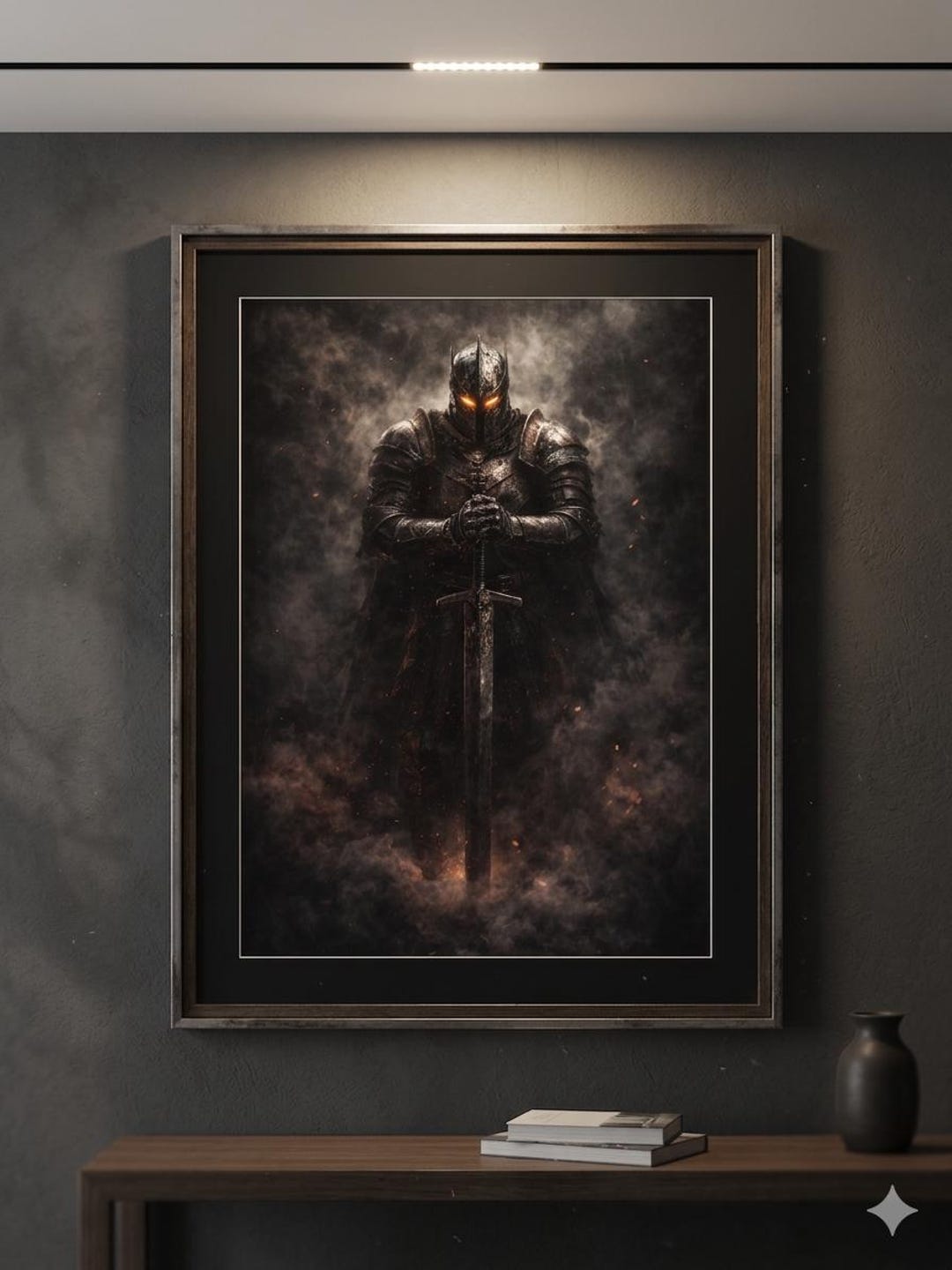 Dark Knight Armor Poster, Medieval Fantasy Warrior Print, Gothic ...