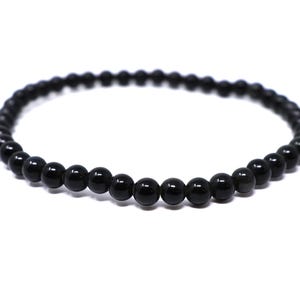 Mahant Ji Black Obsidian Bracelet – 4.5mm Negative Energy Protection Stone (Includes Sacred Ganges Water)