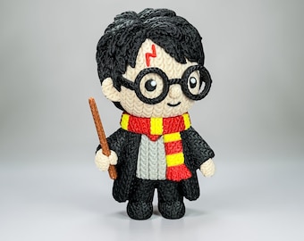 Harry Potter - Figurine imprimée en 3D inspirée | Texture tricotée | Modèle d'affichage en plusieurs parties | Cadeau déco sorcier