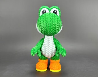 Yoshi - Figurine imprimée 3D inspirée | Texture tricotée | Modèle d'affichage en plusieurs parties