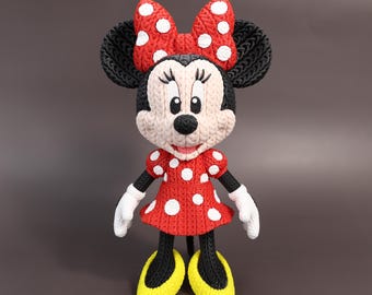 Minnie-Inspired 3D Printed Figure | Knitted-Style Texture | Multipart Display Model