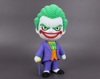 Figurine imprimée en 3D inspirée du Joker | Texture tricotée | Maquette de collection en plusieurs parties | Décoration de méchant