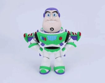 Figurine imprimée en 3D inspirée de Buzz l'Éclair | Texture tricotée | Modèle d'affichage en plusieurs parties | Cadeau déco Space Ranger