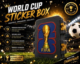 Boîte de rangement pour stickers coupe du monde | Coffret, organiseur de collection FIFA Soccer