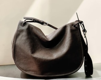 Women’s Retro Saddle Messenger Bag, Large Capacity Crossbody Tote, Vintage Leather Shoulder Bag, Commuter Handbag, Everyday Casual Purse