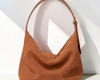 Suede Shoulder Bag For Women, Underarm Leather Tote, Large Capacity Leather Handbag, Everyday Versatile Womens Bag