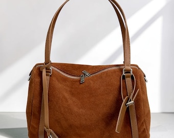 Women’s Genuine Leather Handbag, Large Capacity Shoulder Bag, Soft Cowhide Crossbody Purse, Leather Tote Bag, Women Everyday Hand Bag