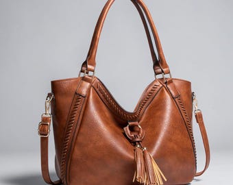 Women’s Leather Bag Shoulder Purse, Crossbody Hand bag, Designer Style Leather Tote, Everyday Medium Sized Capacity Fashion Bag