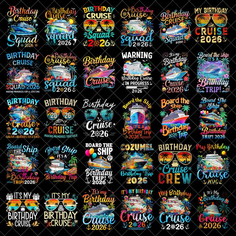 Cruise 2026 PNG Bundle | Family Cruise Trip PNG | Birthday Cruise ...