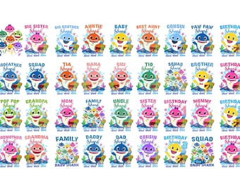 Baby Shark Bundle Png Files, Baby Shark Png, Baby Shark Family Png, Baby Shark Birthday Png,  Digital Download