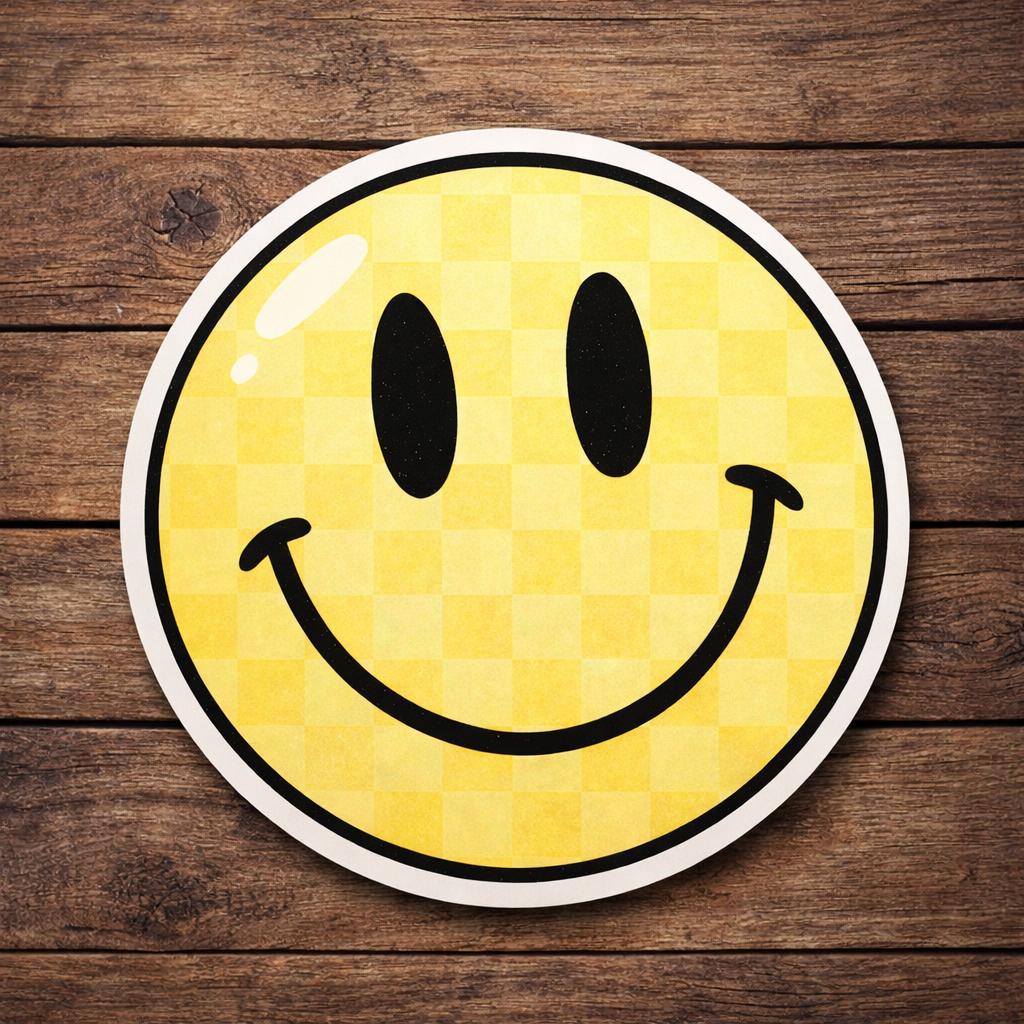 Checkered Smiley Face Vinyl Sticker | Happy Smile Decal - Etsy