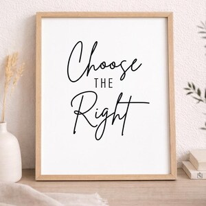 Choose the Right Wall Art | CTR LDS Wall Decor | Mormon Quote Print | Neutral Christian Digital Download | Baptism Gift Idea | Youth bedroom