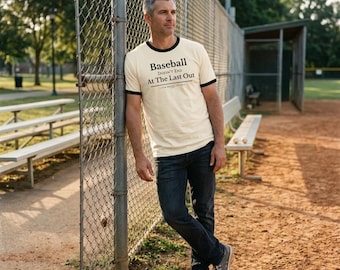 Baseball Ringer Tee | Baseball Doesn’t End at the Last Out | Heritage Baseball Shirt