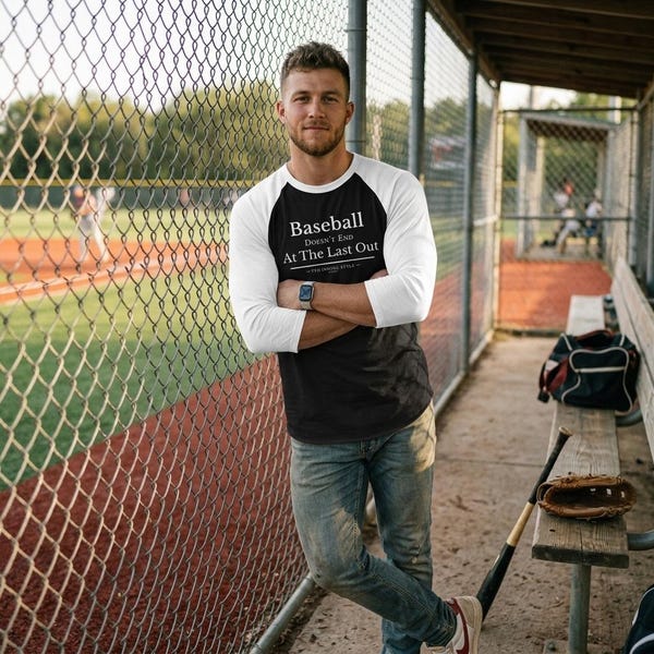 3/4 Sleeve Baseball Raglan | Baseball Doesn't End at the Last Out | Heritage Baseball Shirt