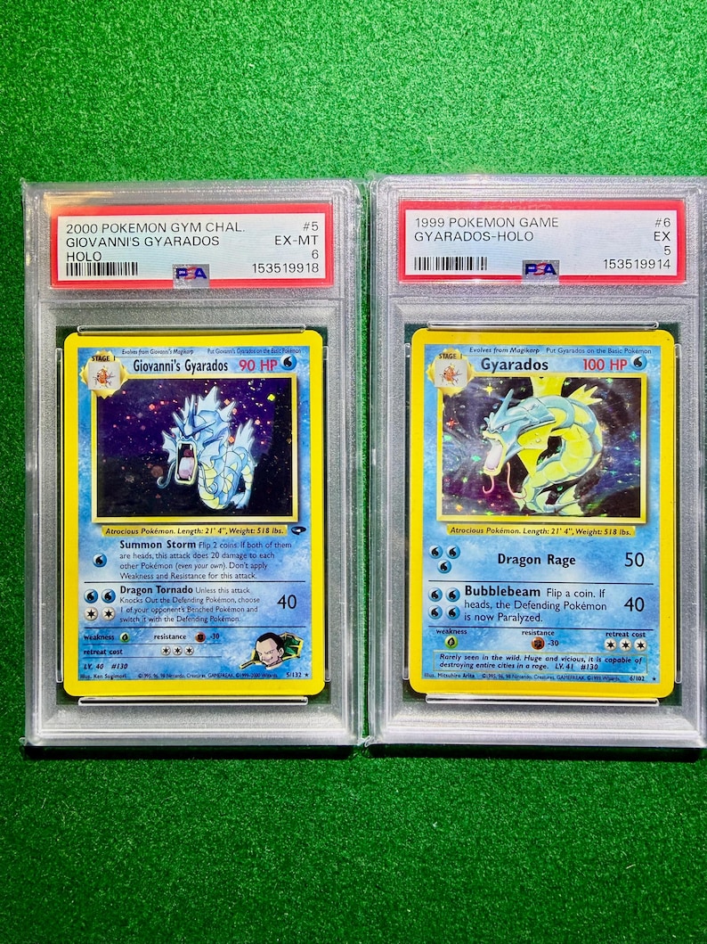 Vintage Pokémon Gyarados Bundle – PSA Graded Cards – 1999 Base Set & Giovanni’s Gyarados Holo image 1