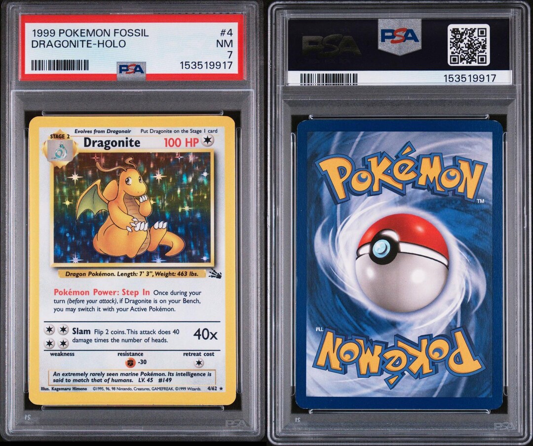 Vintage Pokémon Dragonite Holo PSA 7 – 1999 Fossil Set – Graded ...