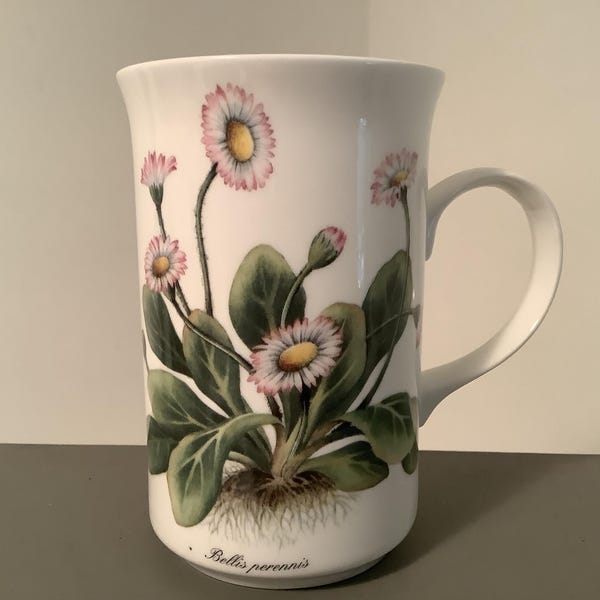 Vintage Duchess Fine Bone China Mug: Bellis perennis Botanical Pattern Staffordshire 10 ounces