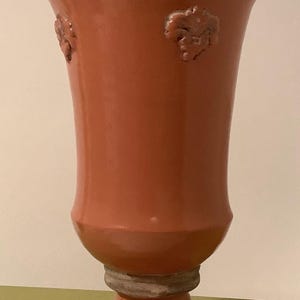 Rustic Mediterranean style Tuscan Farmhouse style distressed garden glazed pottery pedestal planter urn