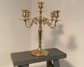 Baldwin 4-arm, 5-candle brass candelabra