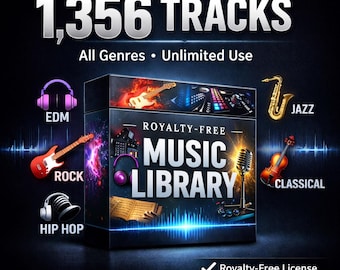 Royalty Free Music Library Bundle – 1,356 Tracks for Videos, YouTube & Content Creators