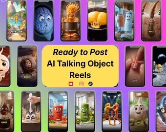 AI Talking Objekt Reels Bundle Viral Faceless TikTok Instagram Inhalt PLR MRR Bereit