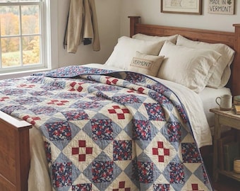 Handmade Vermont Patchwork Quilt Red White and Blue
