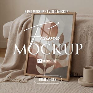 Boho Vertical Frame Mockup Bundle, Photoshop PSD, Thin Wood Sunlight Shadow, A Series Sizes