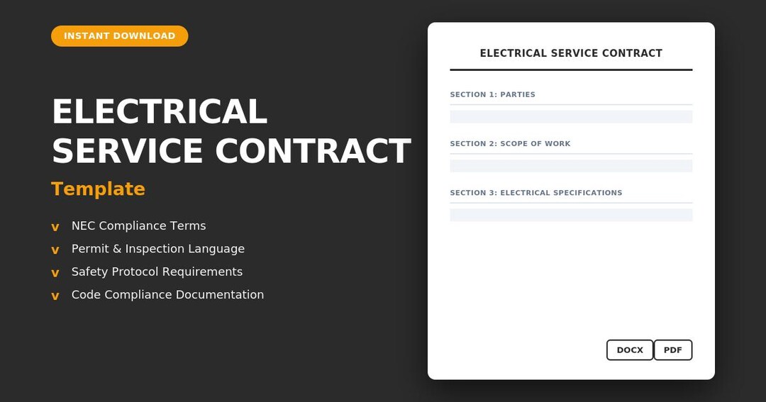 Electrical Service Contract Template | Electrician Contract ...