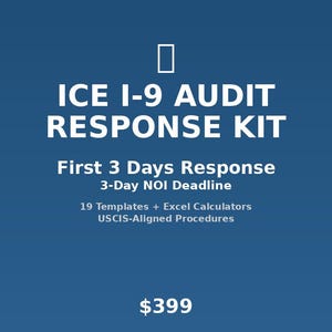 ICE I-9 Audit Response Kit - First 3 Days System - 3-Day NOI Deadline - Immigration Compliance Templates