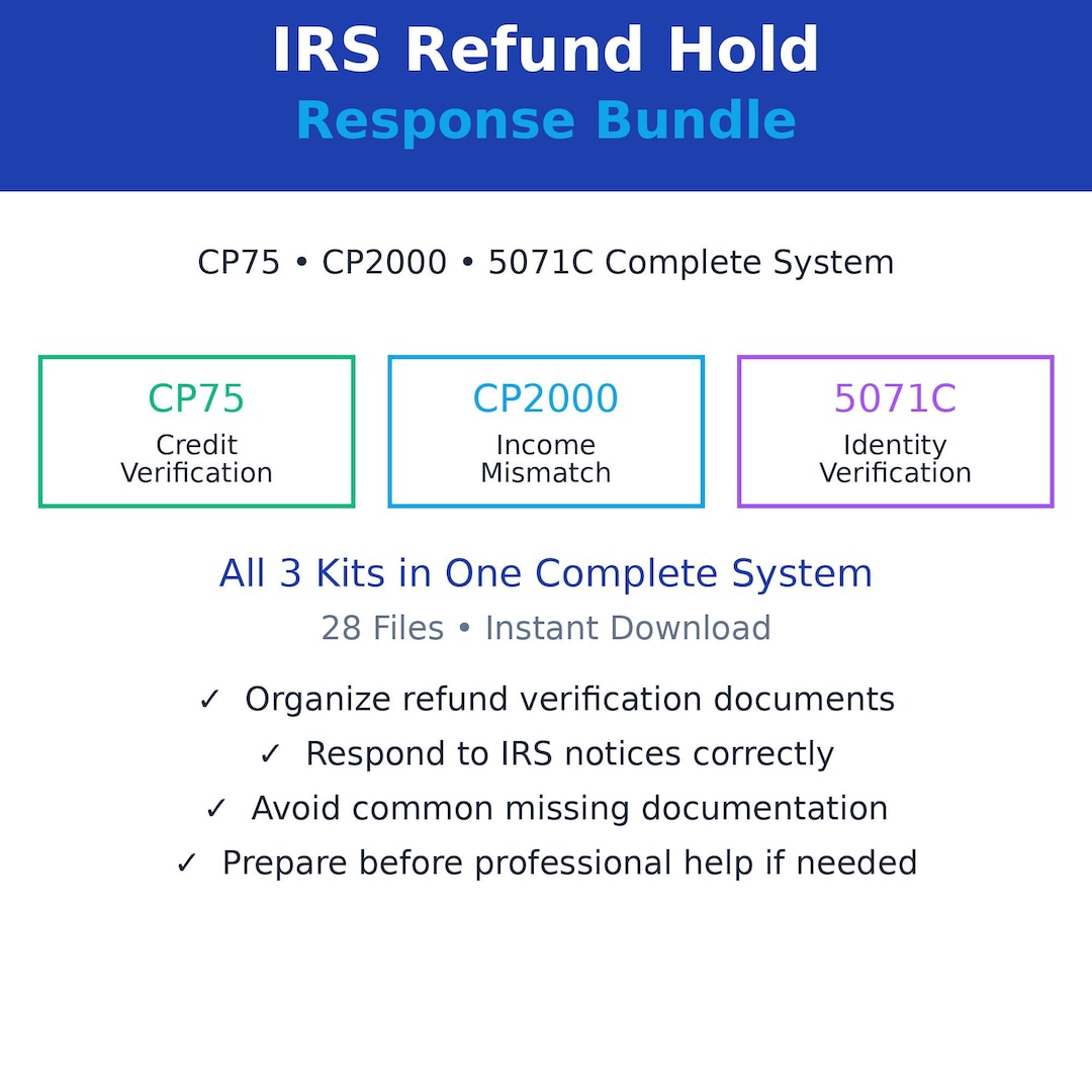 Cp75 Form IRS Refund Hold Bundle (CP75, CP2000, 5071C) | Refund Review + Identity ...