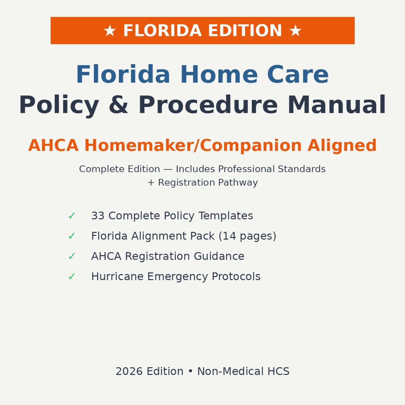Florida Home Care Policy & Procedure Manual | AHCA Licensing | Non ...