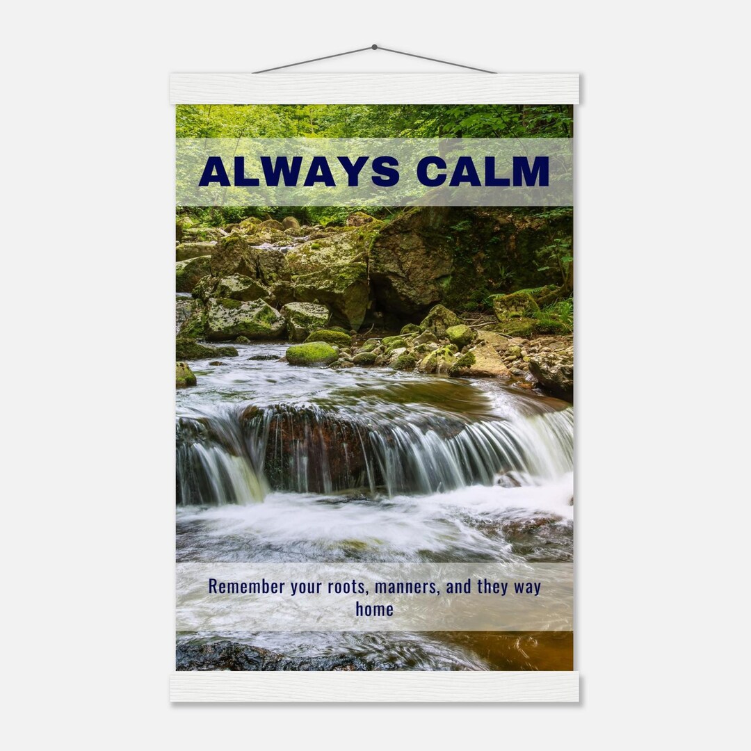 Always Calm Inspirational Waterfall Wall Art Poster - Etsy