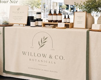 Craft Fair Table Runner Logo Custom, Farmers Market Vendor Booth Banner Personalized, Polyester Canvas Trade Show Pop Up Shop Small Business
