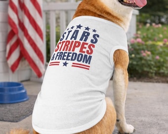 Koszulka z nadrukiem Stars Stripes Freedom Dog Tank, patriotyczny strój dla szczeniaka, czerwono-biało-niebieski, letni ubiór