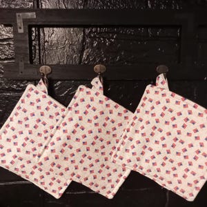 Kitchen pot holders/ hot pads/ camping/ bear paw/ stars and stripes/ Americana/ decor/ america/ American flag/ red white and blue