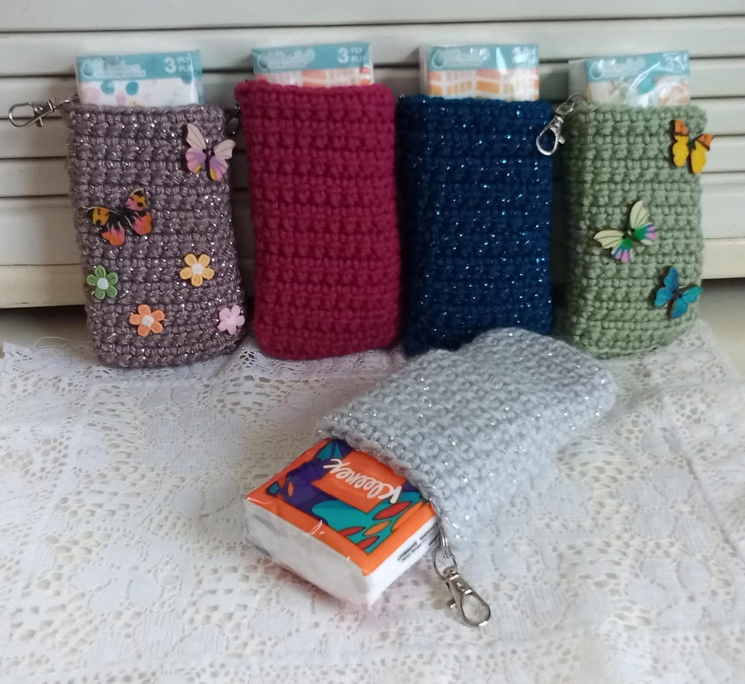 Pocket Tissue Keychain Holder/purse Clip-on/travel/hand Crochet - Etsy