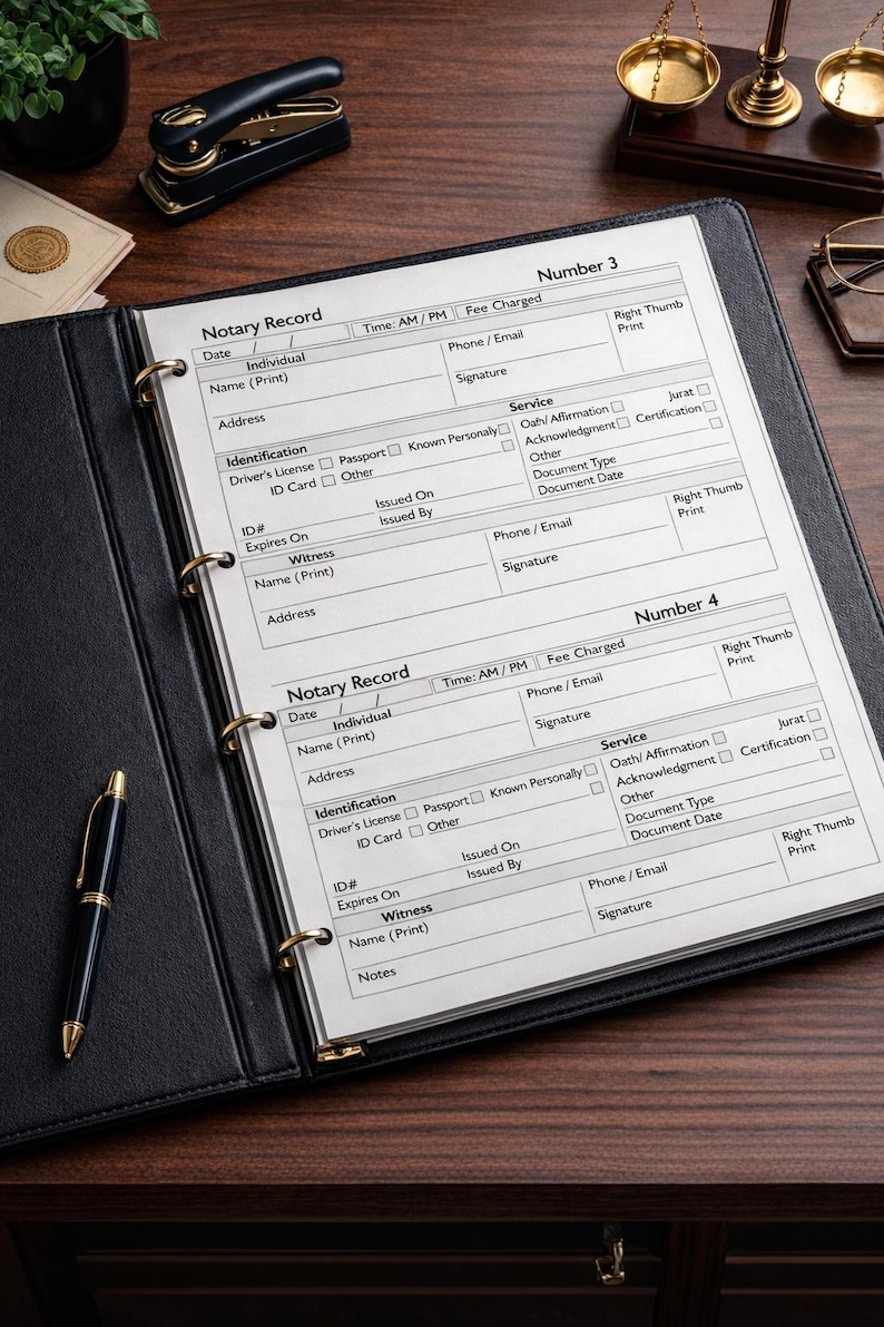 Notry Scale Notary Record Book PDF, Printable Notary Journal, 210 Entry, US Letter ...