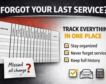 Vehicle Maintenance Log Printable | Car Service Record | Auto Repair ...