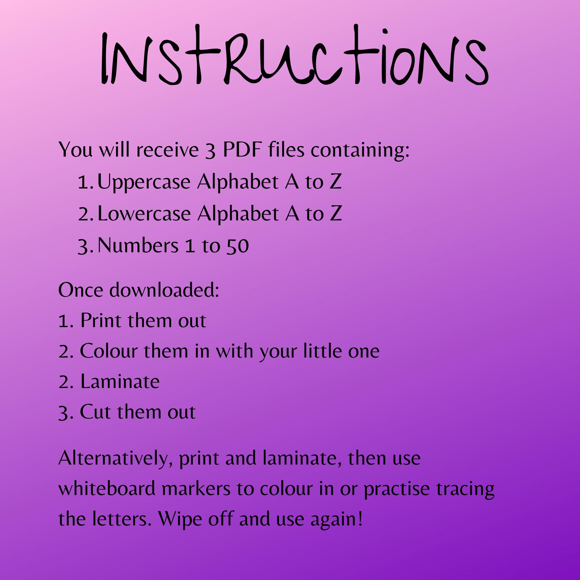 Abc Printable Numbers Printable ABC Alphabet Printable Numbers 1 to 50 Colouring Sheets for ...