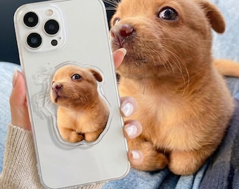 Soporte magnético personalizado para teléfono con forma de mascota, soporte magnético para teléfono con foto, recorte de acrílico personalizado con forma de cara de perro o gato, accesorios adorables para teléfono, regalo para amantes de las mascotas.