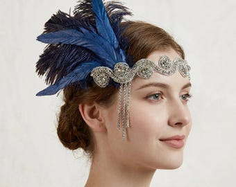 Great Gatsby Headpiece, Flapper Hair Accessory, Art Deco Headband, Wedding Hairpiece, Roaring 20s Fascinator