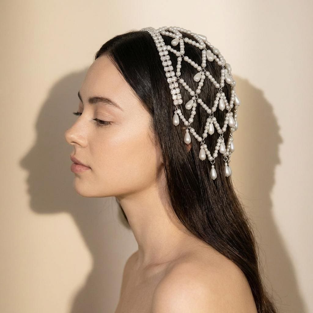 SJBAUTYO 2 Pcs Catena per la Testa Stile Bohémien Con Ciondolo in Cristallo, Fascia a Strati Con Paillettes Dorate, Accessori Per Capelli Da Sposa e Festival Per Donne e Ragazze (Oro