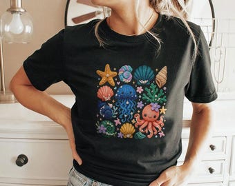 Sea Life Kawaii Jellyfish Octopus Beach Summer Shirt