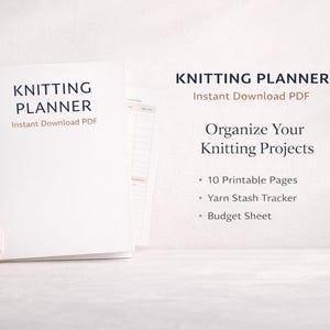 Knitting Journal Printable PDF, Yarn Stash Tracker & Project Organizer, Minimal Knitting Planner, Instant Download