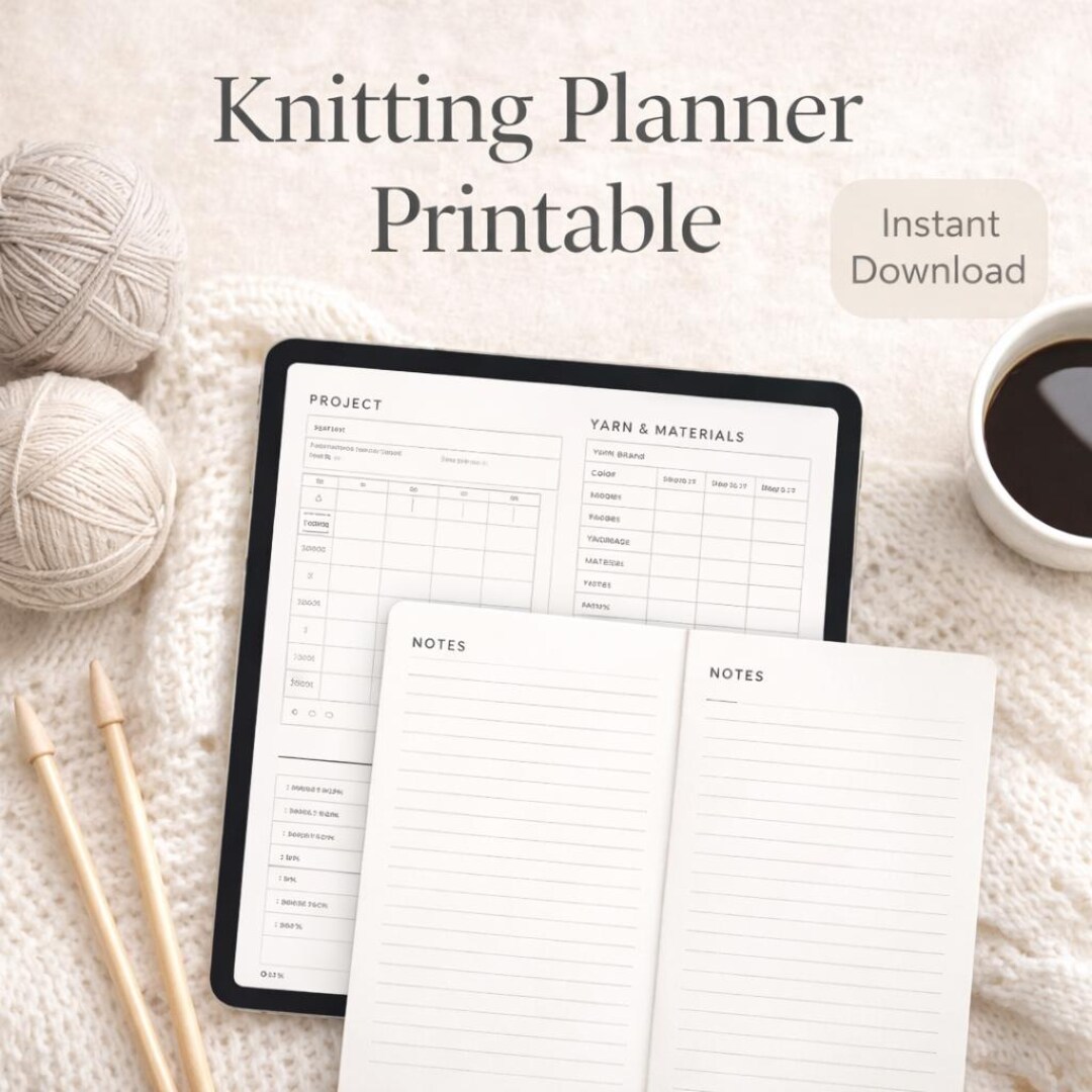 Knitting Planner Printable / Yarn & Project Tracker / Minimal Knitting ...